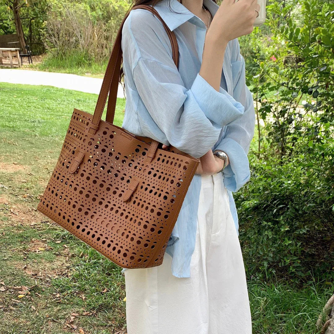 Vioraia Ayla Openwork Tote Bag