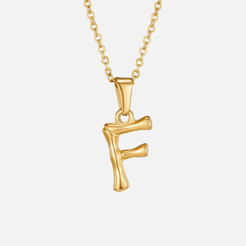 Vioraia Golden Bamboo Letter Pendant Necklace