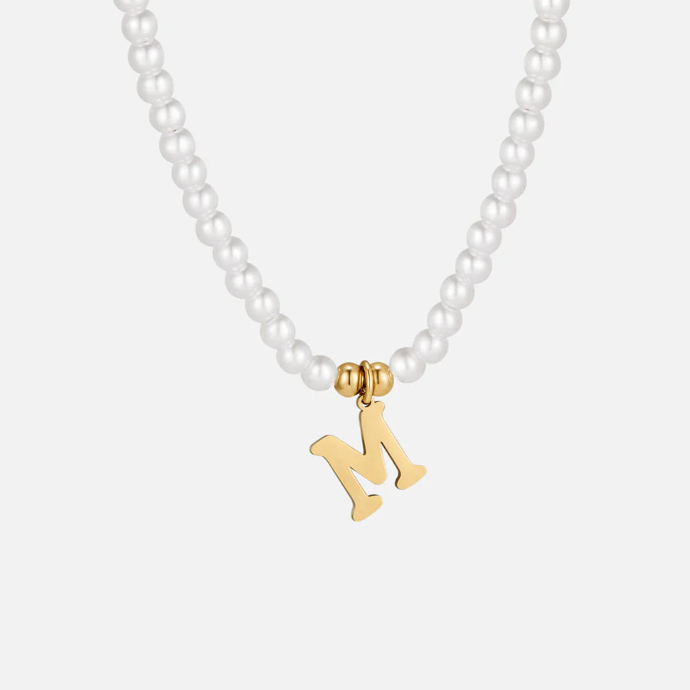 Vioraia Letter Pearl Necklace