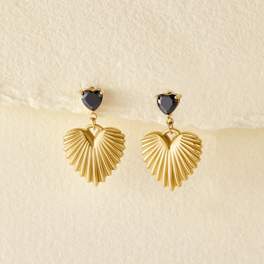 Vioraia Hera Gold Heart Drop Earrings
