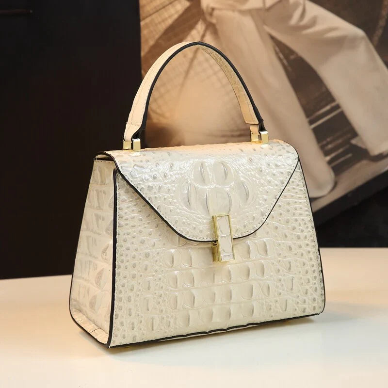 Vioraia Genuine Leather Crocodile Crossbody Bag