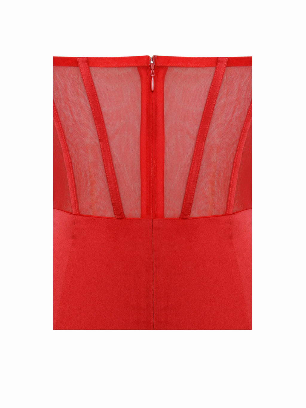 Talia Red Satin Lace Corset Maxi Dress