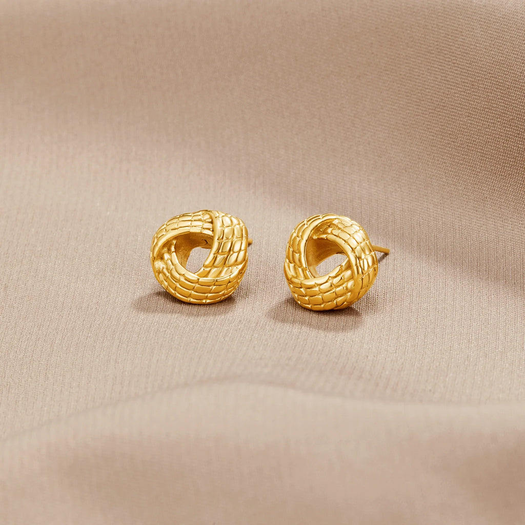 Vioraia Knotted Twist Gold Earrings