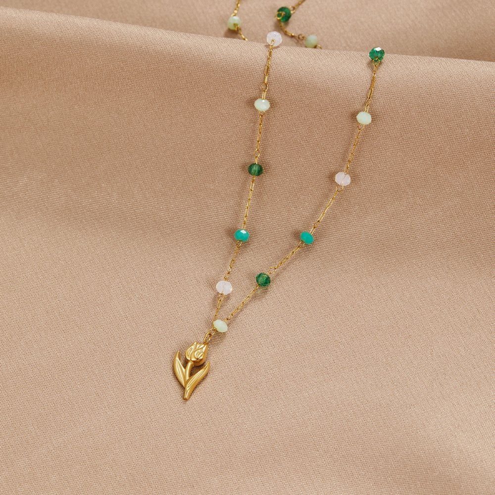 Vioraia Golden Tulip Bead Necklace