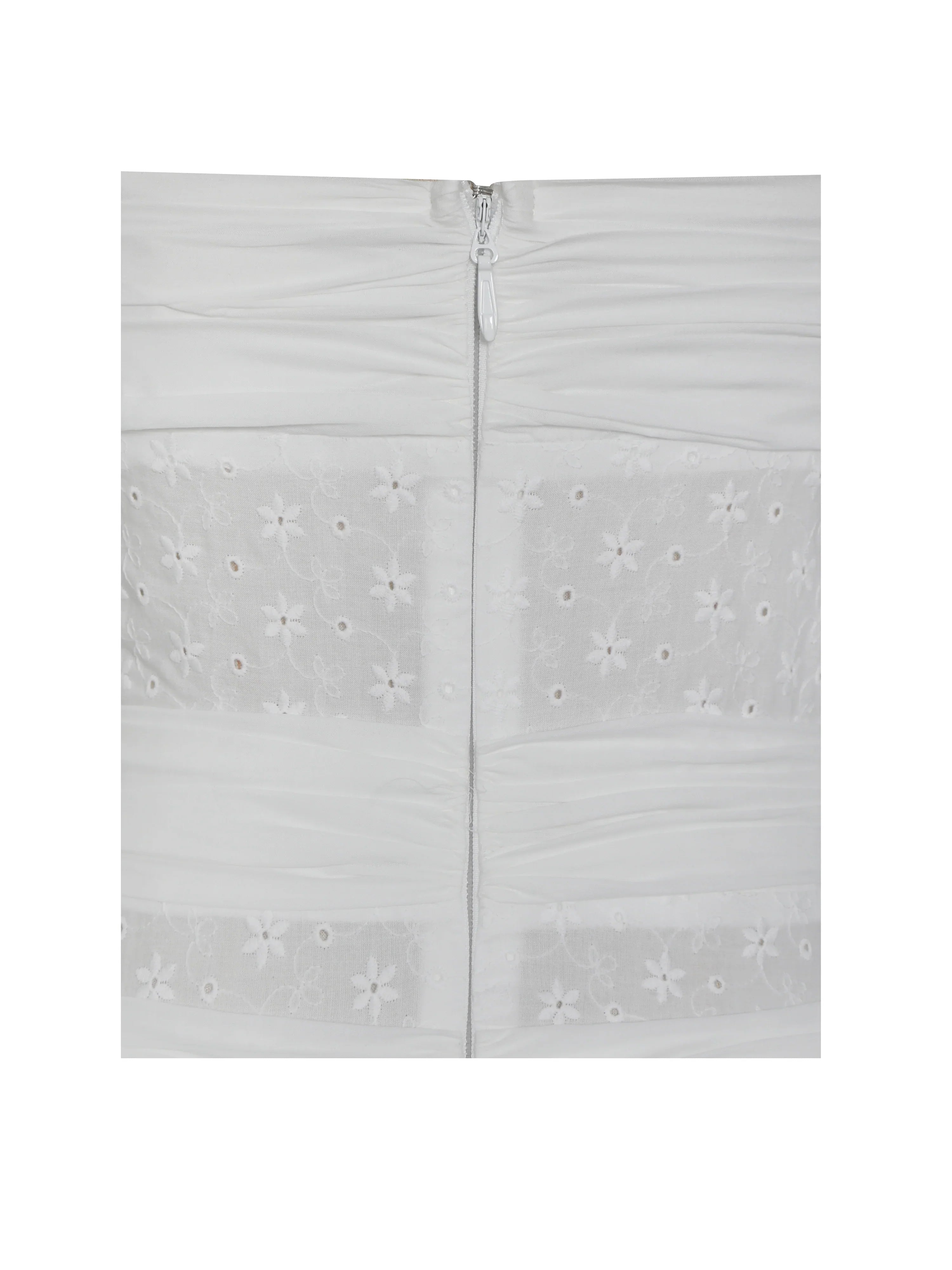 Maelis White Eyelet Drop Waist Cotton Midi Dress