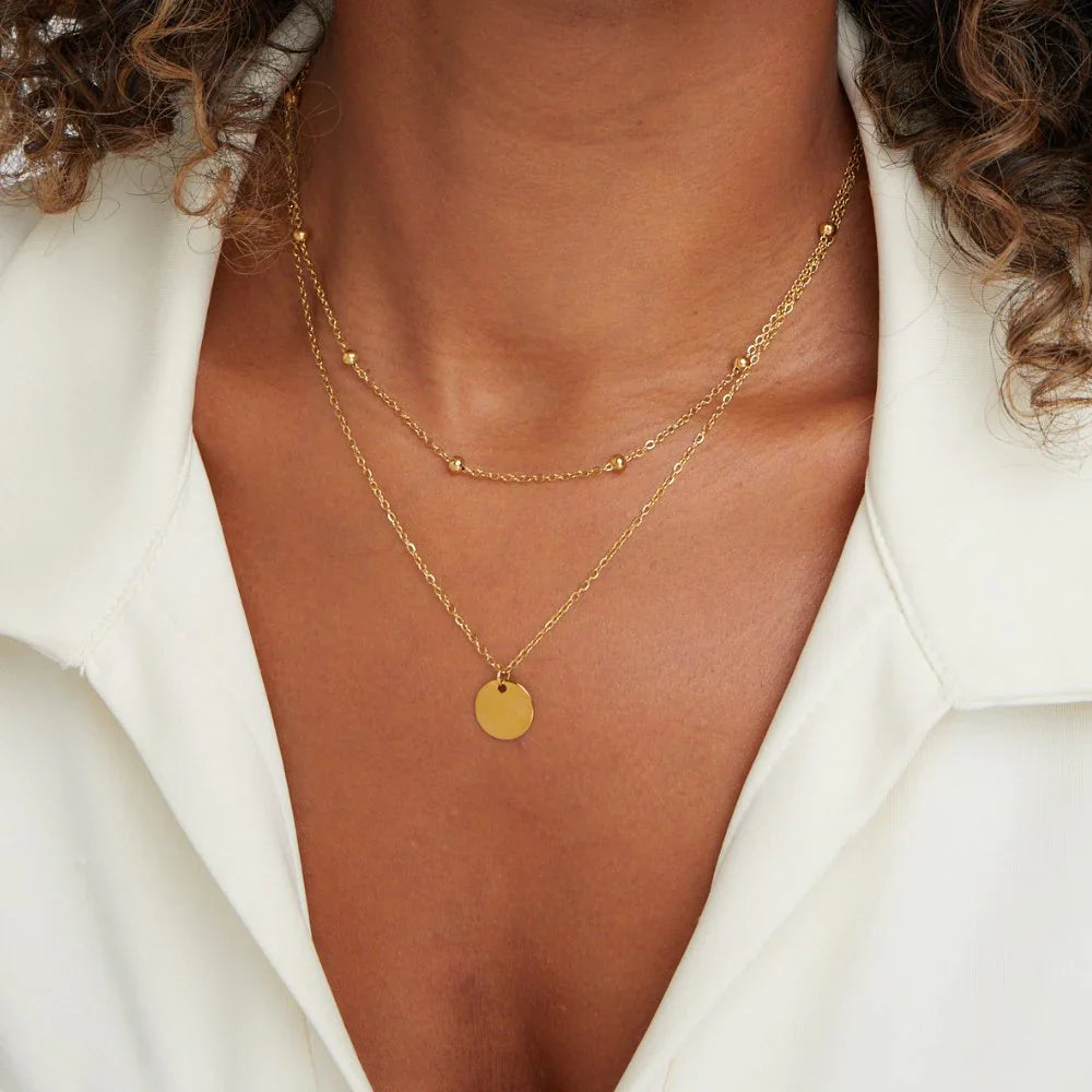 Vioraia Layered Disc Necklace