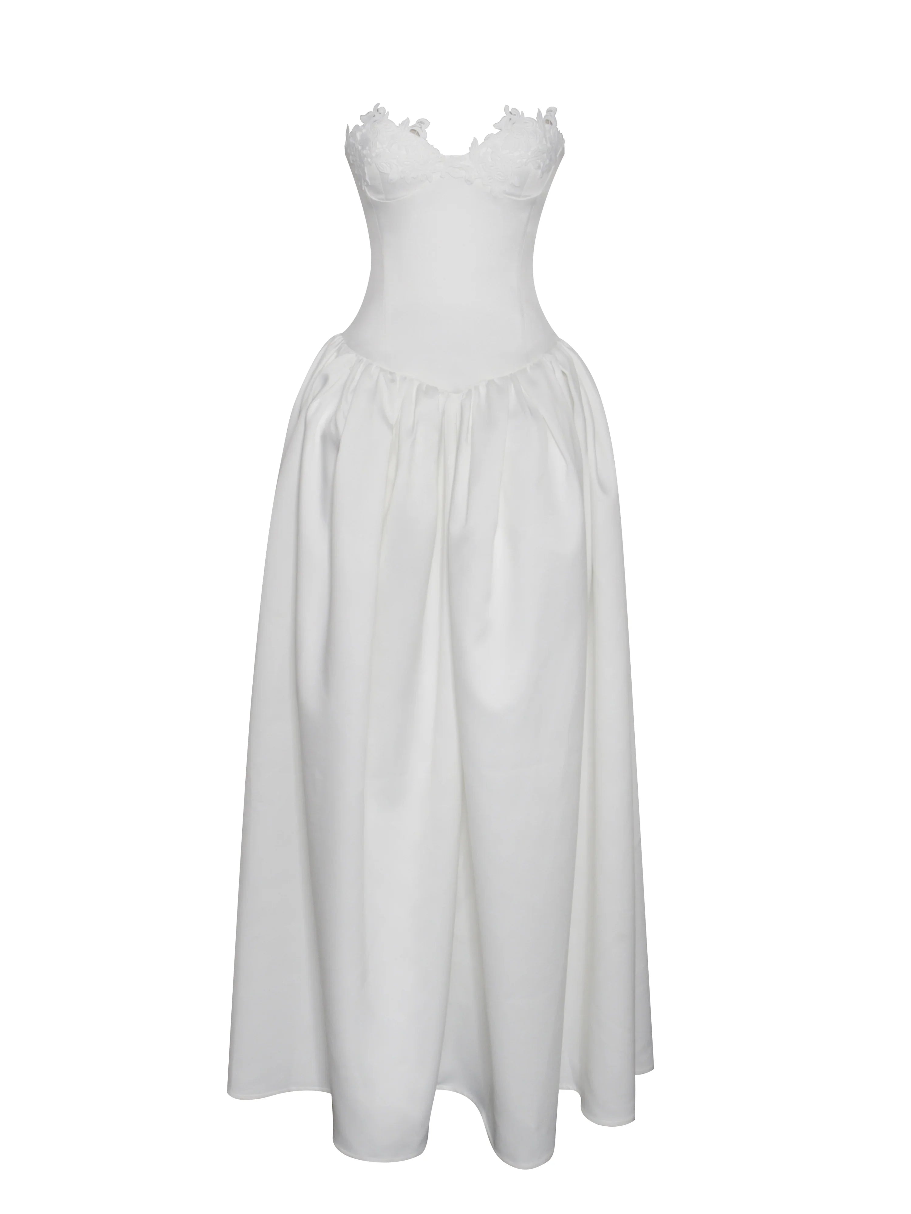 Naila Lace Trim Strapless Drop Waist Wedding Gown