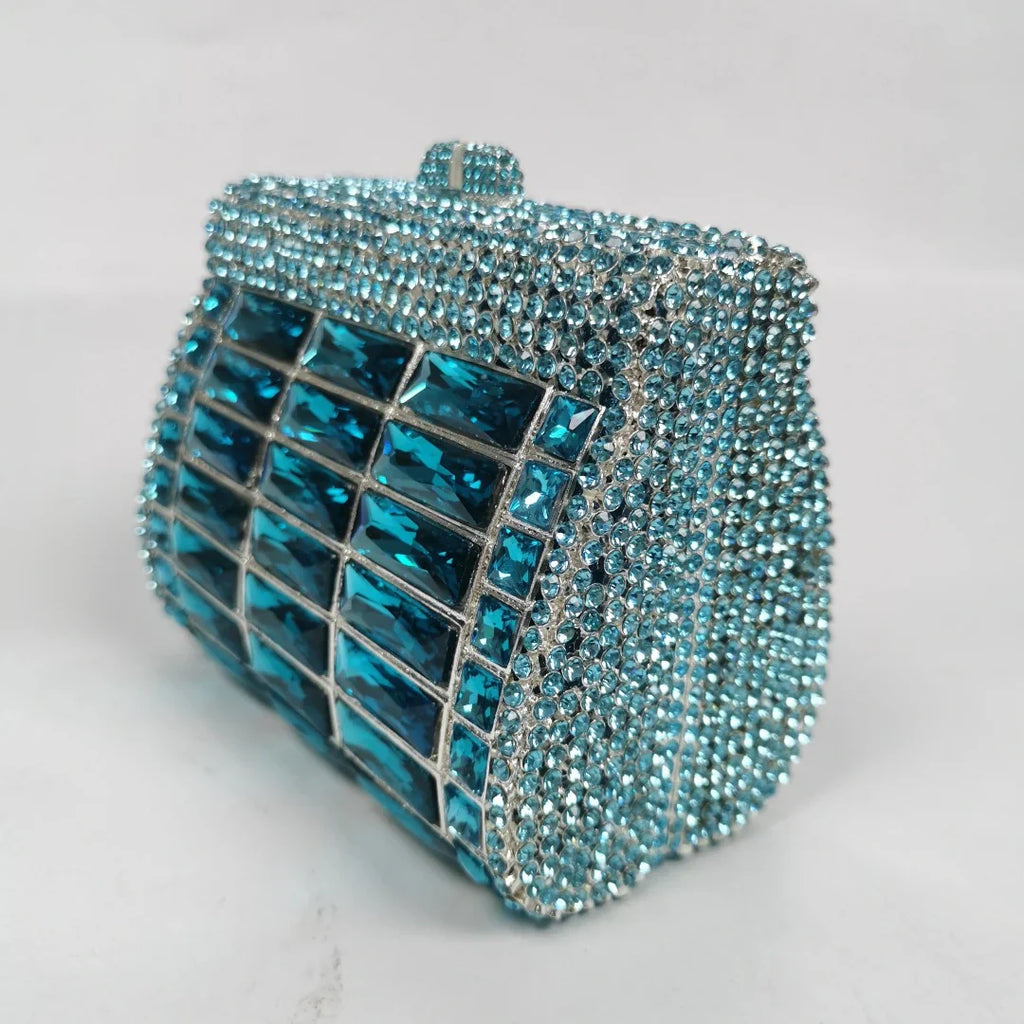 Vioraia (CS) Victoria Crystals Clutch Bag - Sky Blue