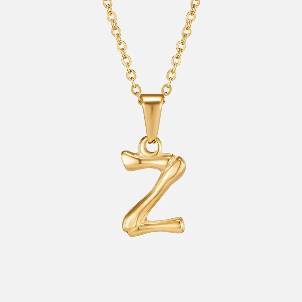 Vioraia Golden Bamboo Letter Pendant Necklace