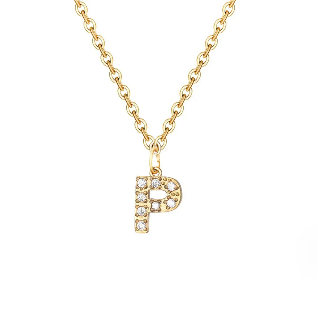 Vioraia Crystal Letter Charm Necklace