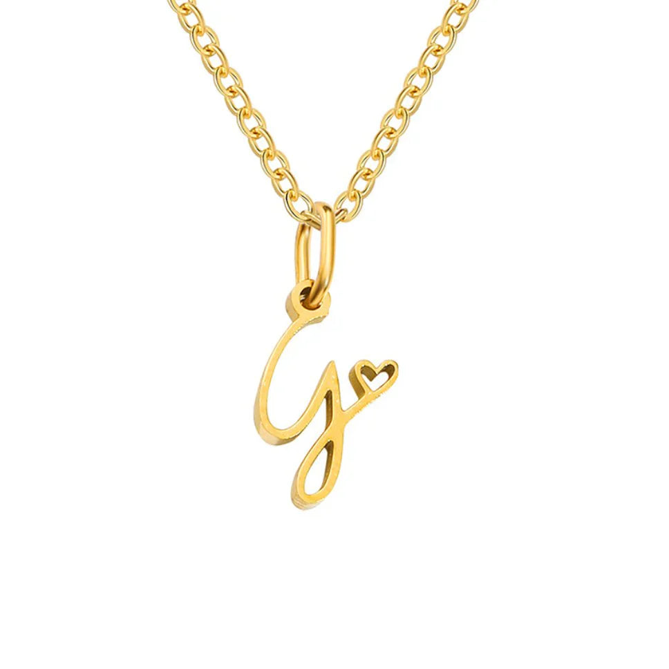 Vioraia Gold Letter Heart Necklace
