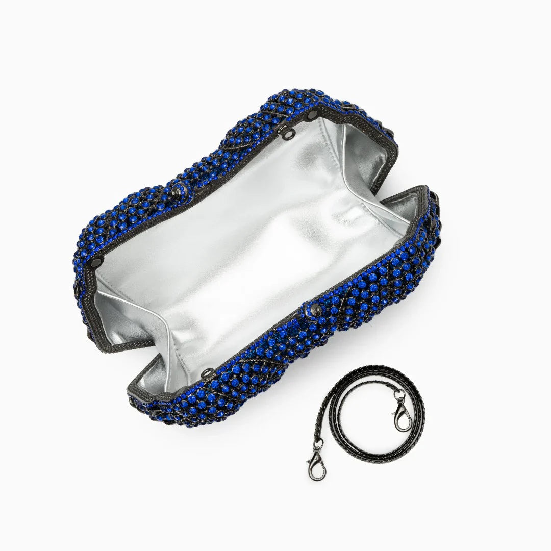 Vioraia (CS) Alyssa Rhinestones Clutch Bag - Blue