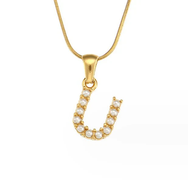 Vioraia Letter Pearl Charm Necklace