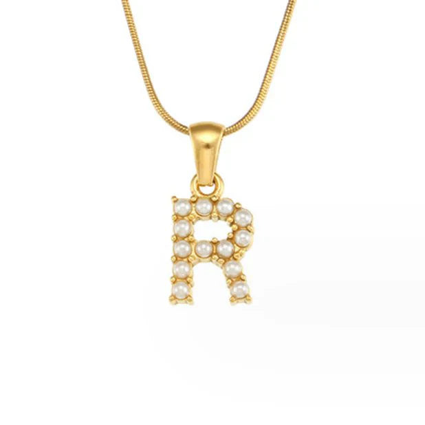 Vioraia Letter Pearl Charm Necklace