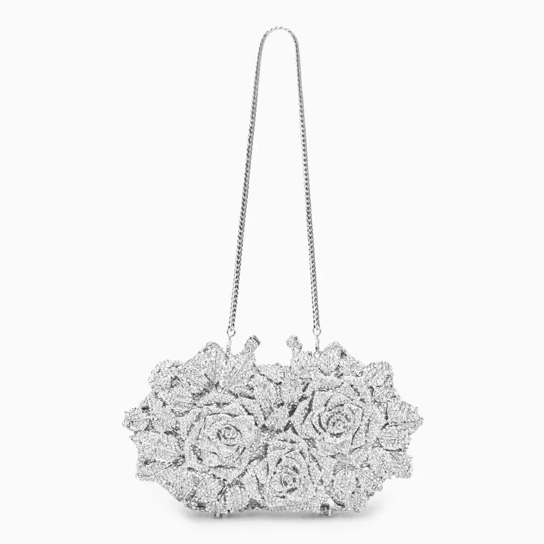 Vioraia Cecilia Rose Clutch Bag - Silver