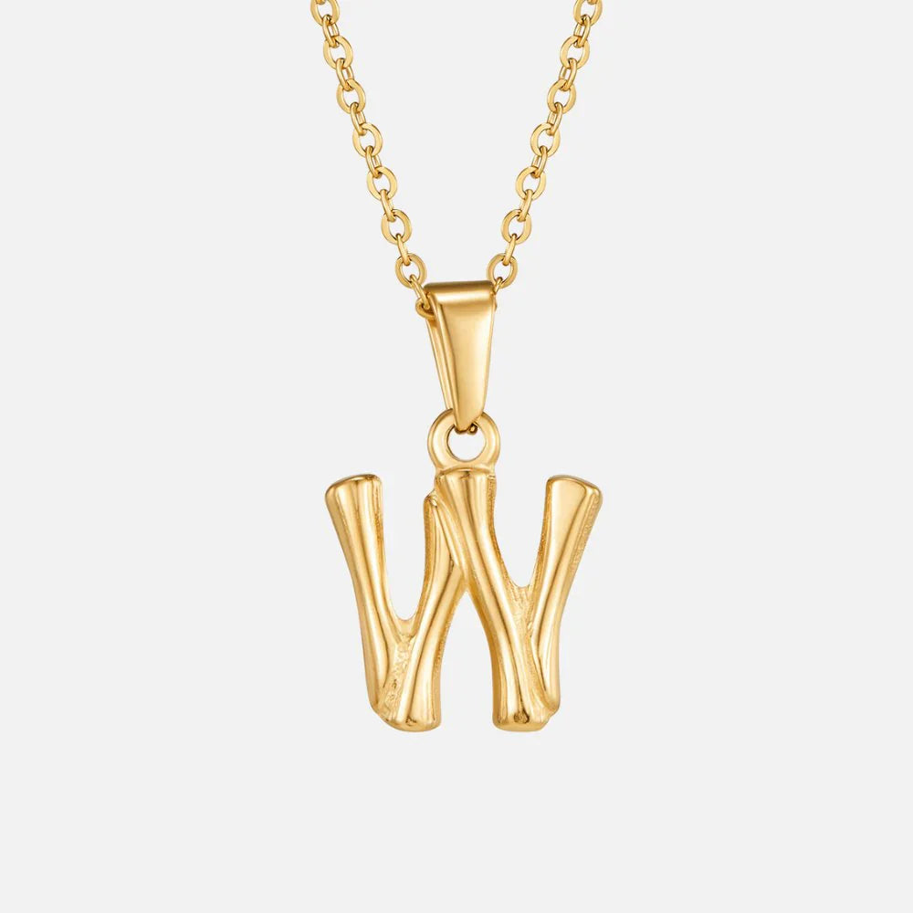 Vioraia Golden Bamboo Letter Pendant Necklace