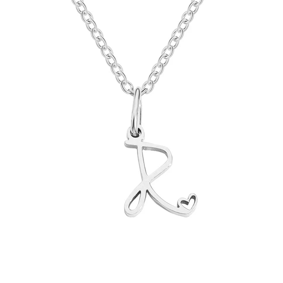 Vioraia Silver Letter Heart Necklace