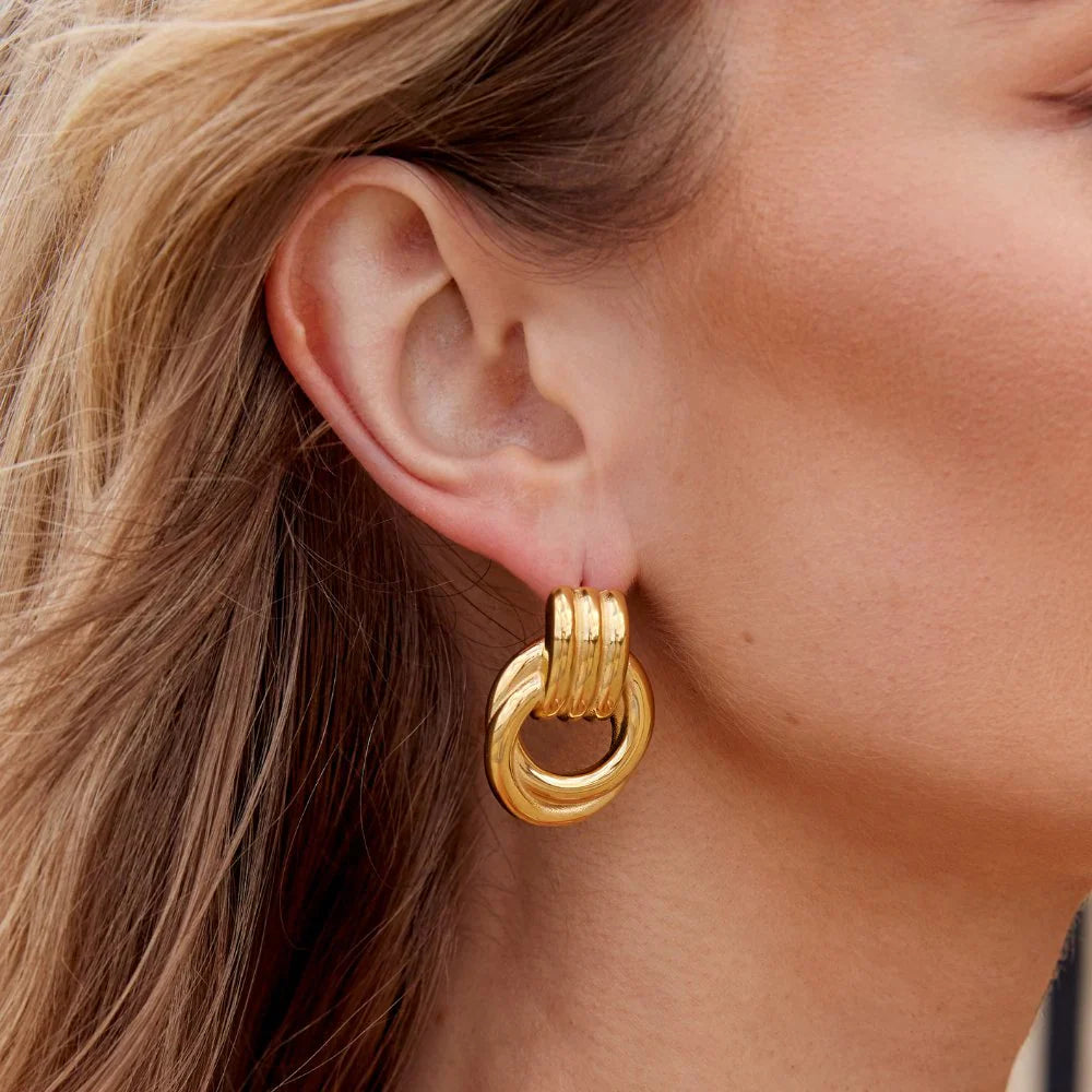 Vioraia Knot Gold Hoop Earrings