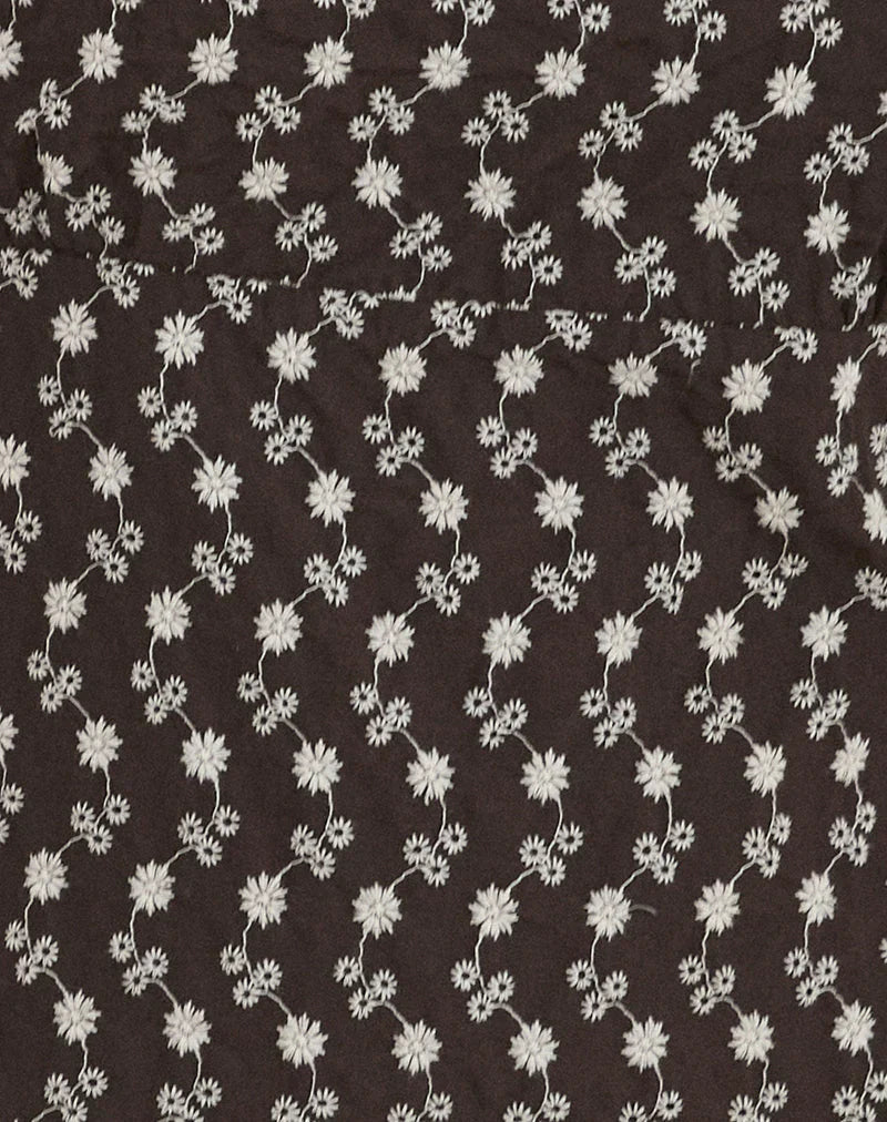 Bella Mini Tea Dress in Floral Broderie Brown