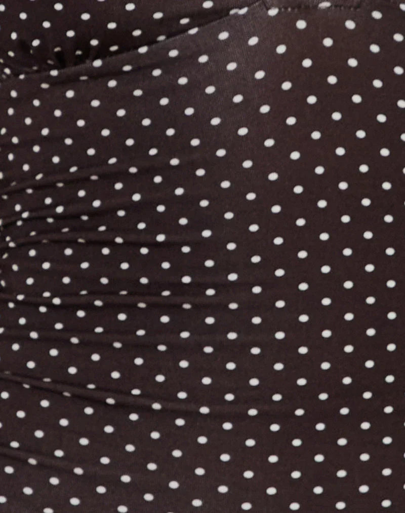 Lanai Mini Dress in Micro Polka Brown