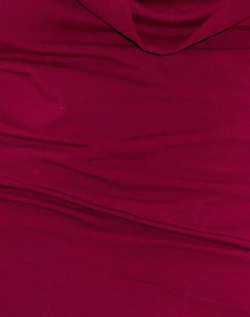 Pramita Plunge Mini Dress in Jersey Burgundy