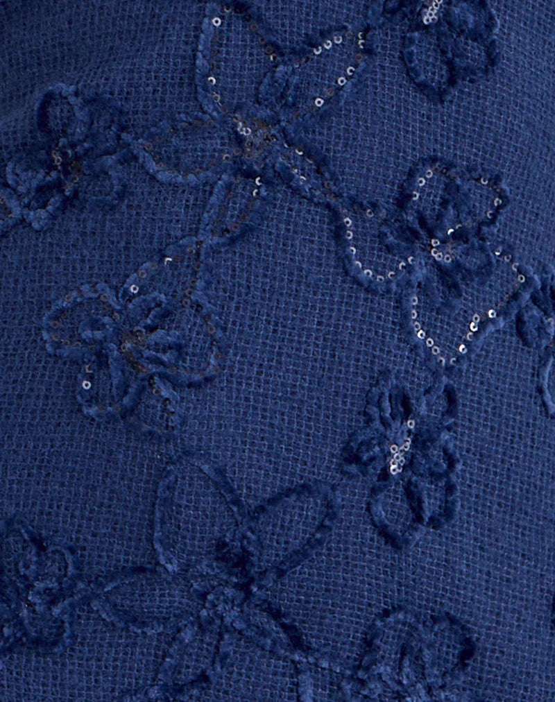 Codami Halterneck Mini Dress in Sequin Knit Navy