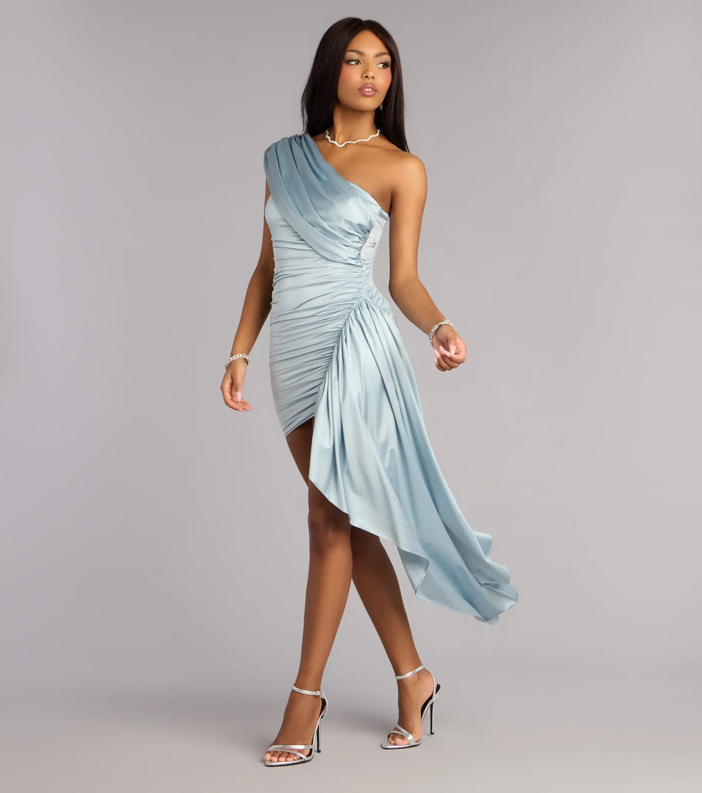 Davina Satin Bodycon Sash Mini Dress