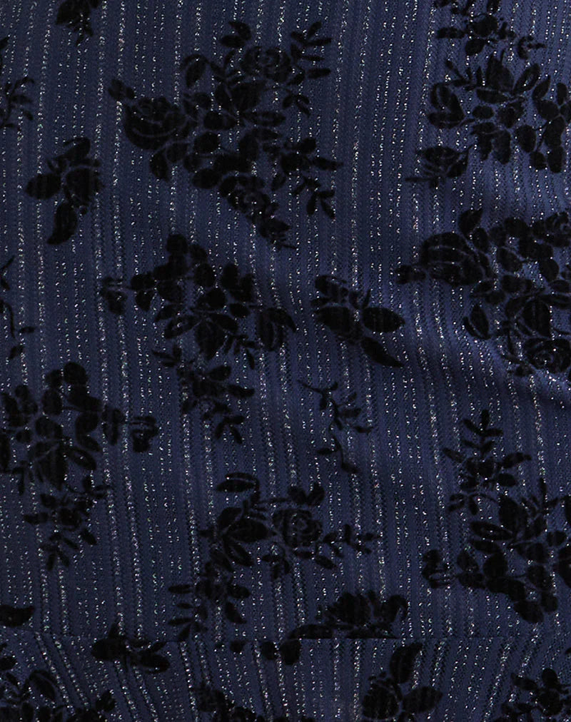 Micaya Mini Dress in Flocked Shimmer Plisse Navy