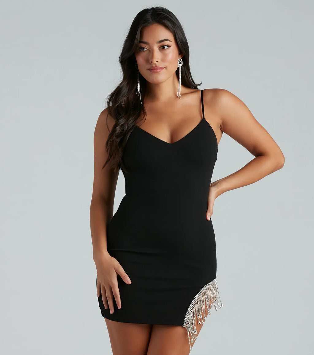 Dazzle Darling Rhinestone Trim Mini Dress