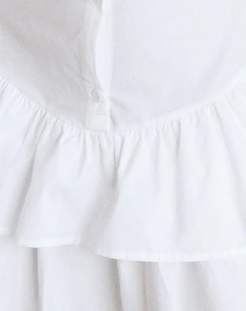Movan Dropped Waist Mini Dress in White