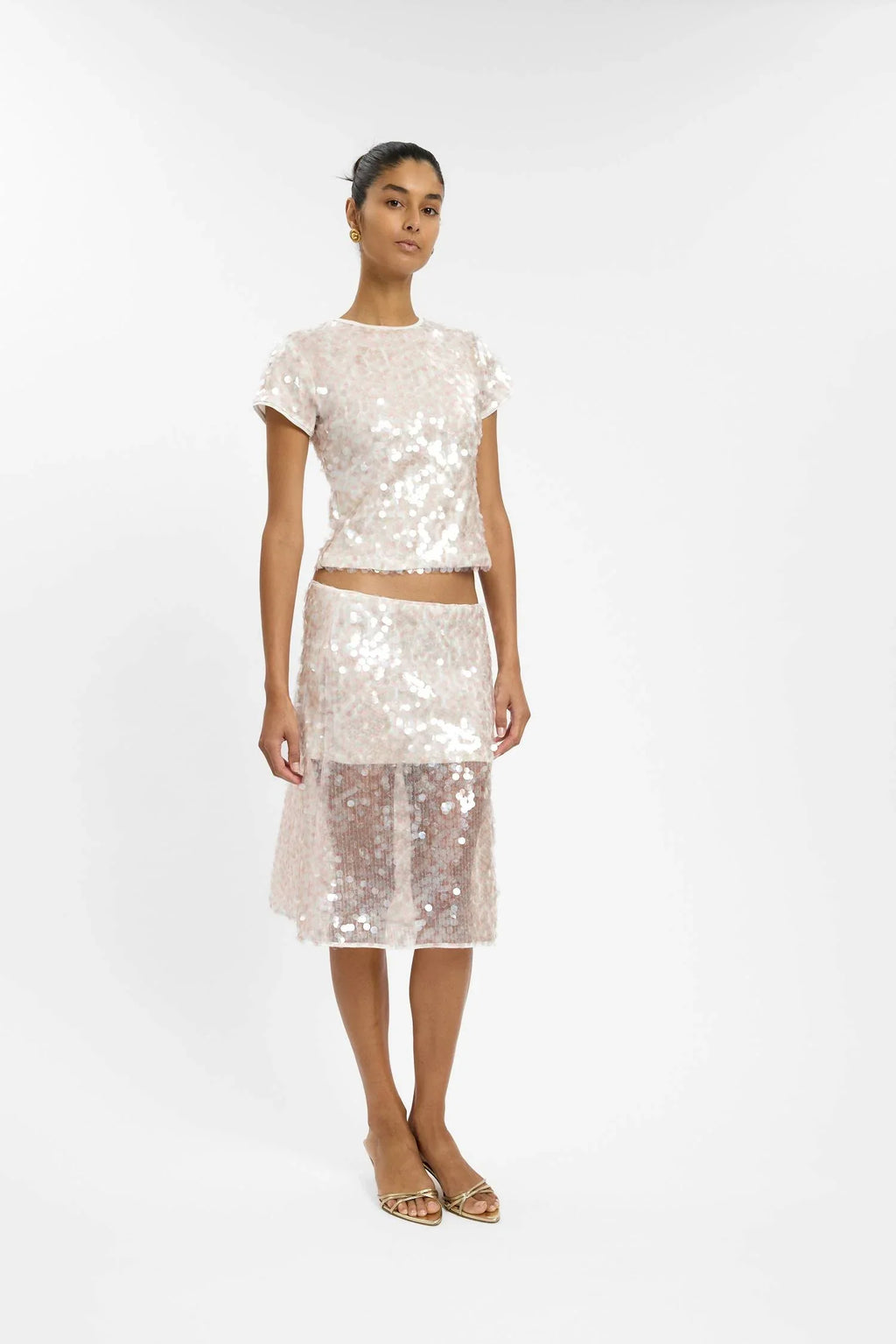 Fitted Tee | Pink Sequin