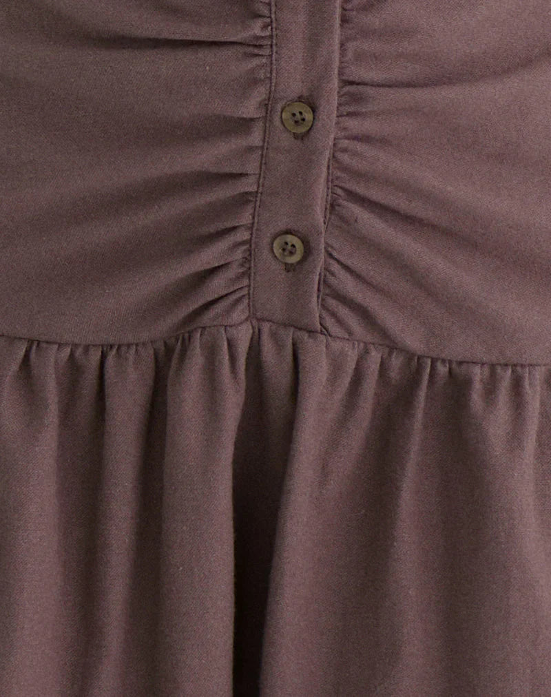 Yuha Buttoned Mini Dress in Deep Taupe