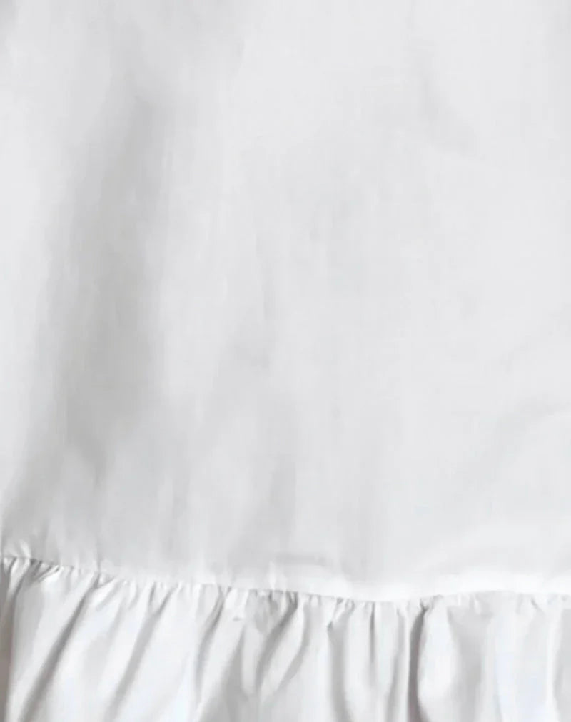 Lalita Babydoll Mini Dress in Poplin White