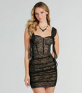 Gorgeous Vibe Ruffled Lace Corset Mini Dress