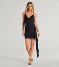 Sultry Night V-Neck Side Sash Mesh Mini Dress