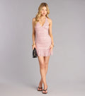 Sweet And Social Polka Dot Mesh Halter Mini Dress