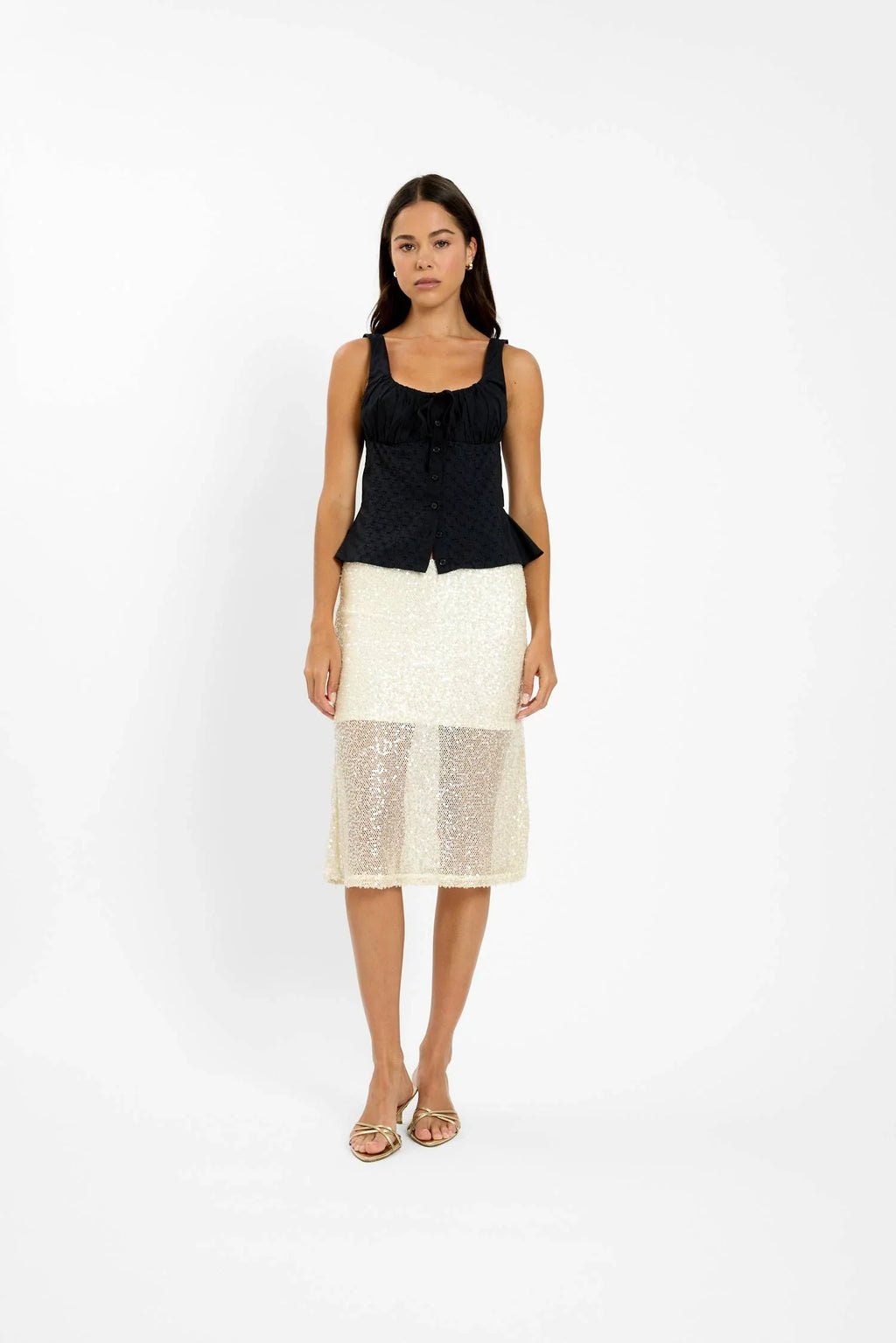 Peplum Embroidered Top | Black