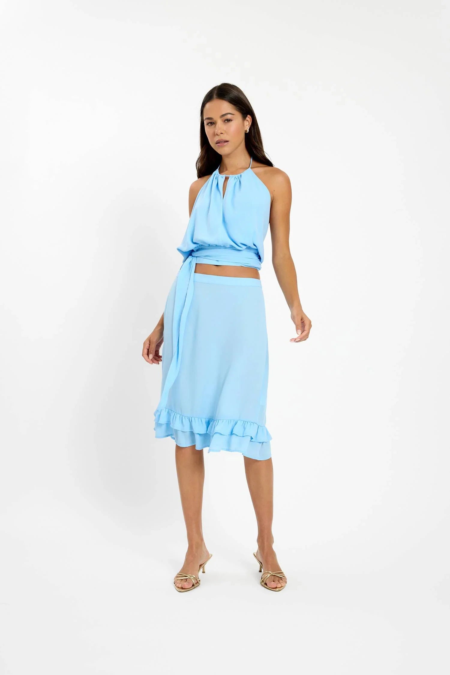 Frill Midi Skirt | Baby Blue