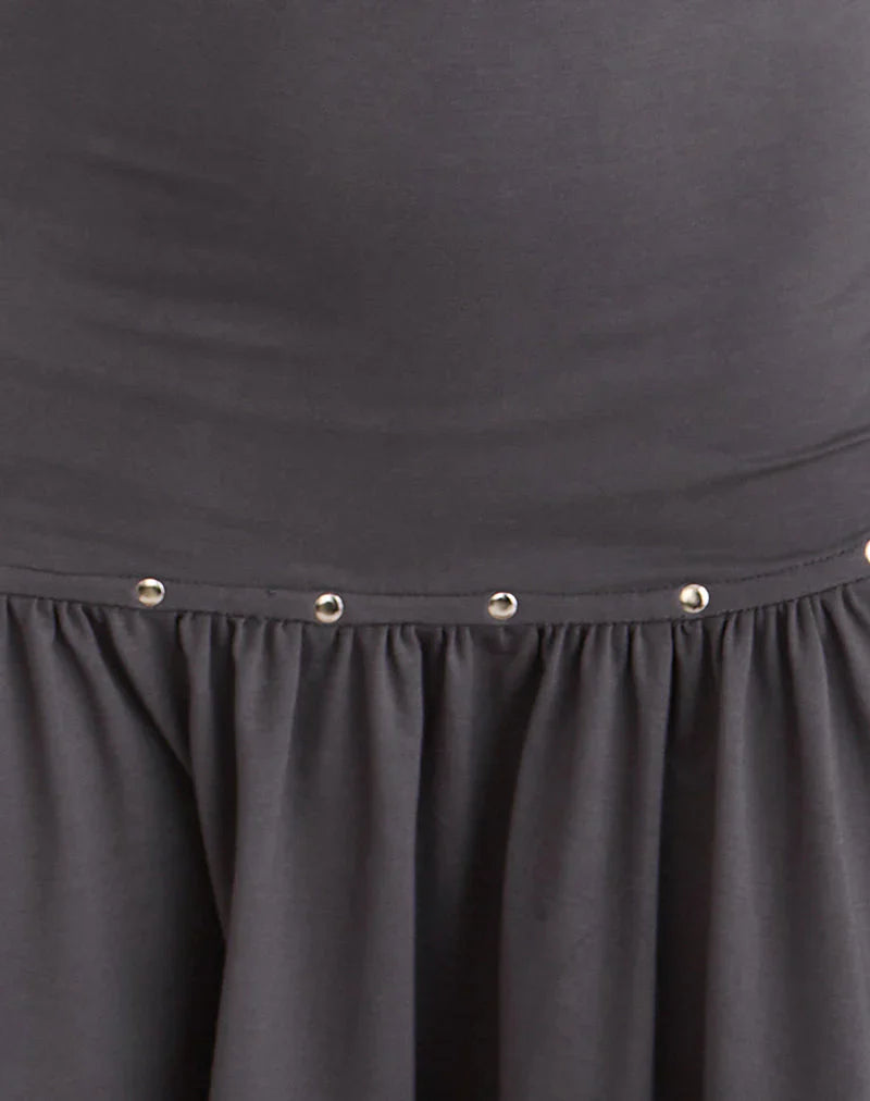 Brani Studded Mini Dress in Charcoal Grey