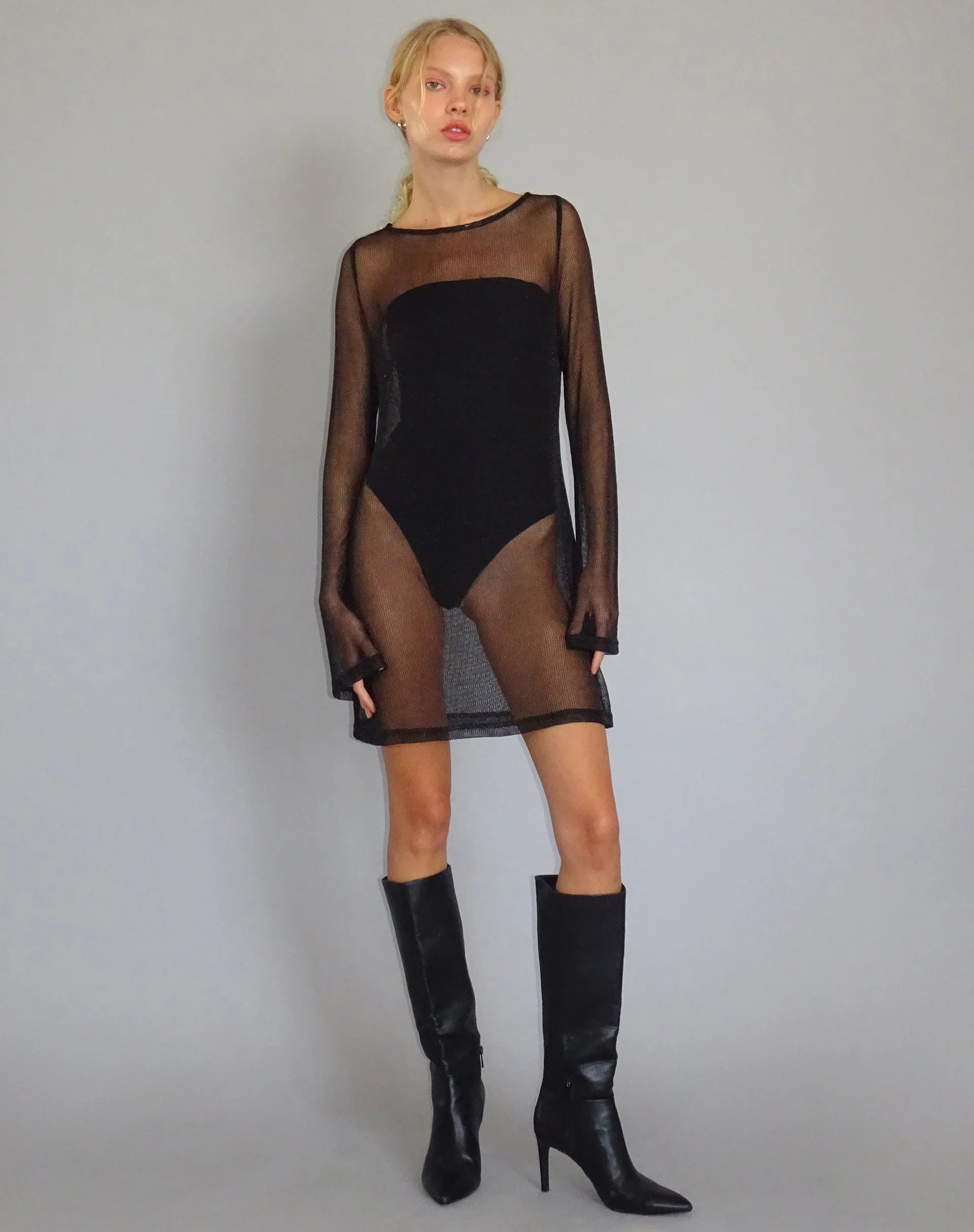 Sachin Mini Dress in Chain Knit Black