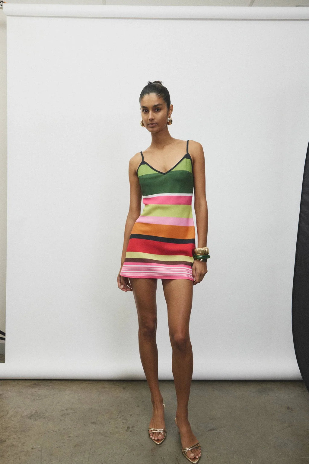 Bias Mini Dress | Emerald Stripe