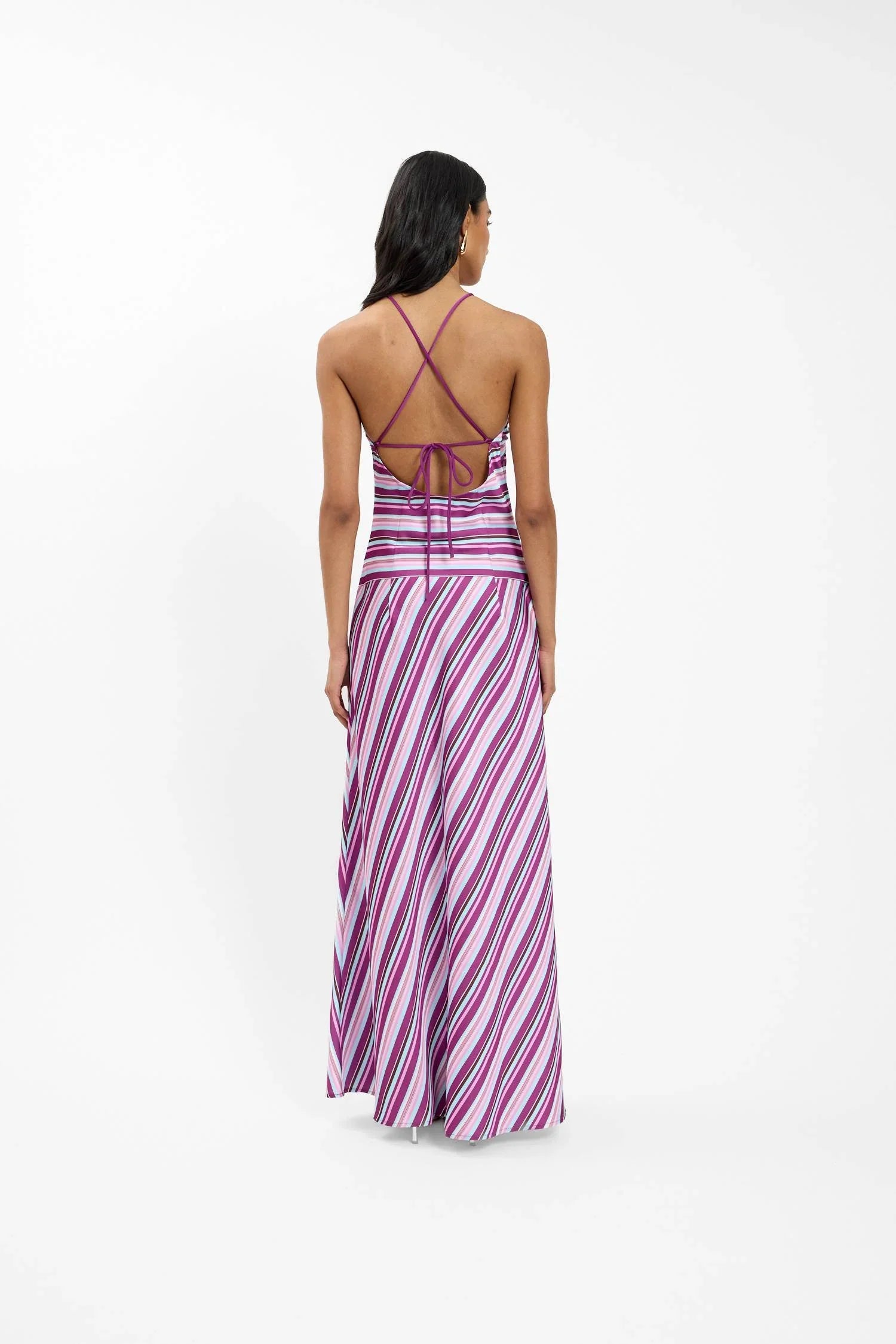 Halter Maxi Dress | Violet Stripe
