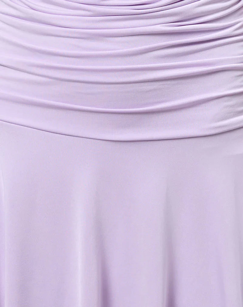 Yasmin Bandeau Mini Dress in Slinky Lilac