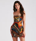 True Colors Marble Print Mini Dress